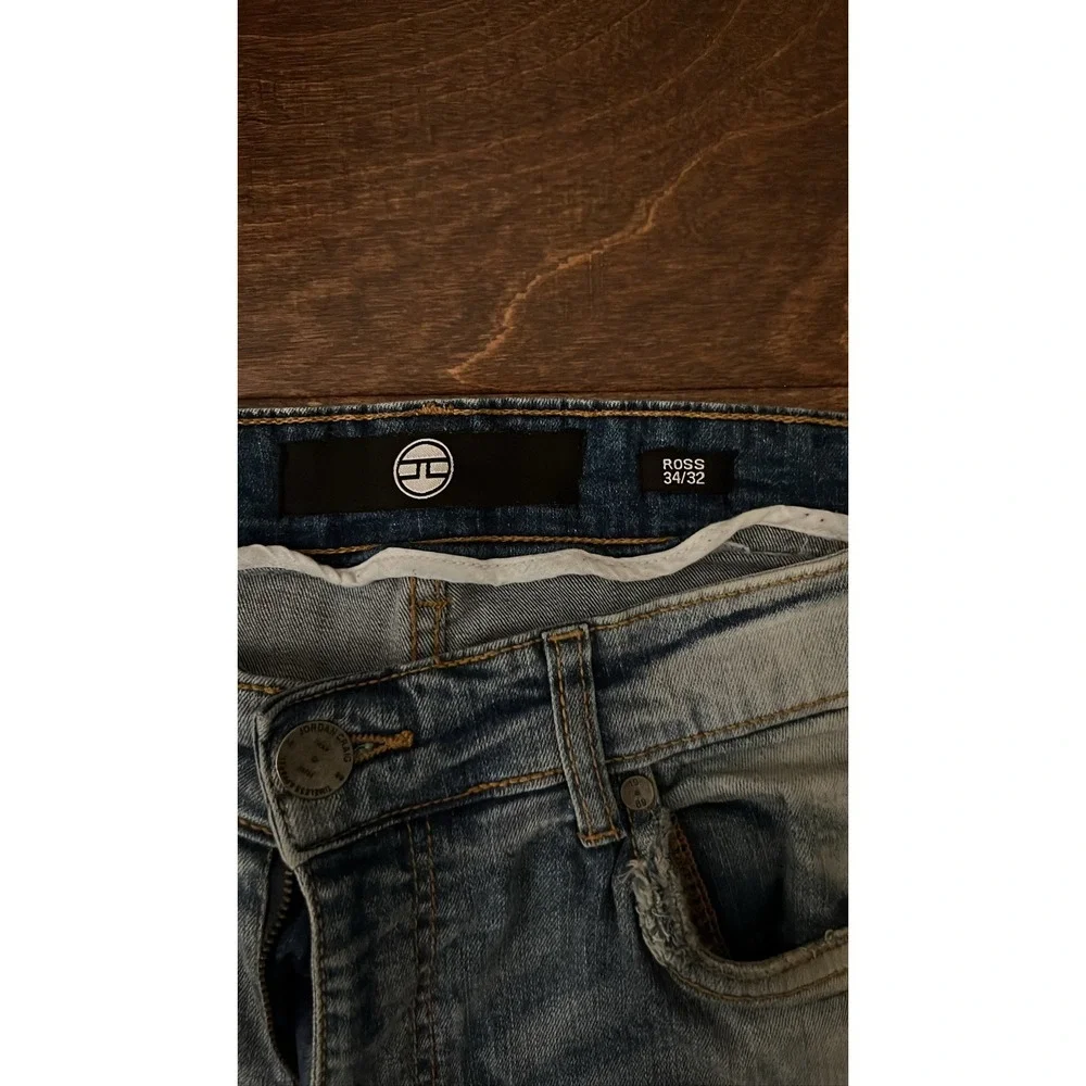 Jordan Craig Mens 34x32 Distressed Blue Denim Skinny Fit Ripped Jeans